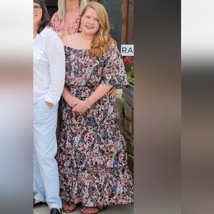 Maurice's, 0x, multi colored floral tiered off the shoulder dress